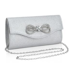 4829 Clutch Purses Evening Bag Shiny Rhinestone Bow Flap Handbag